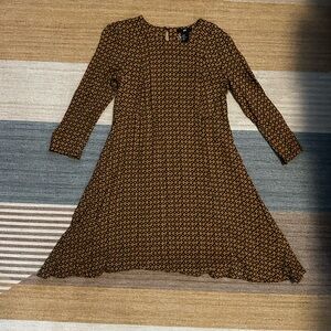 H&M Black and Gold Geometric Long Sleeve Dress